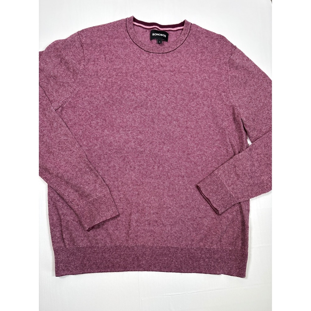 Bonobos Mens Burgundy Striped Cotton Cashmere Crewneck Sweater‎ Large BST00676N